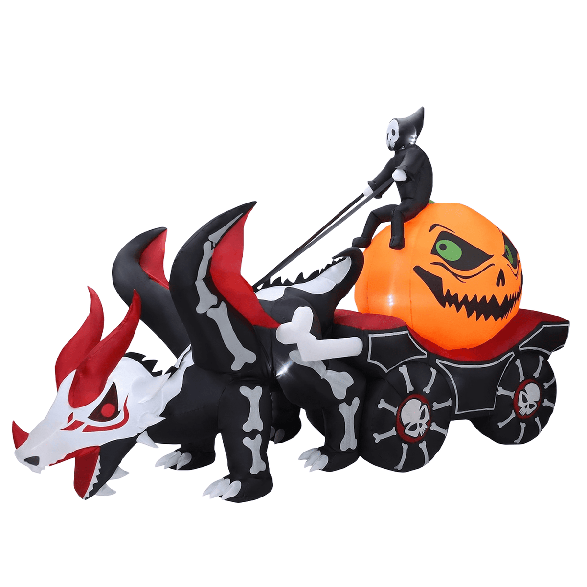 KINQUINN 9 FT Halloween Inflatable Dragon Pull Pumpkin Cart Outdoor Decorations, Blow Up Dragon with Build-in LEDs, Halloween Decorations for Yard Lawn Party Garden Outside Indoor Home Porch