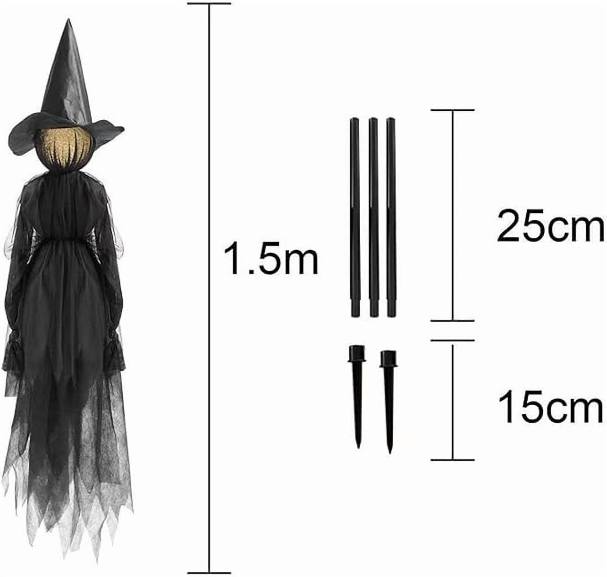 Halloween Decorations,Voice Control Induction Glowing Witches Holding Hands Witches 59Inch Light Up Witch for Yard Garden Outdoor Lawn Porch Haunted House Decor-3Pc