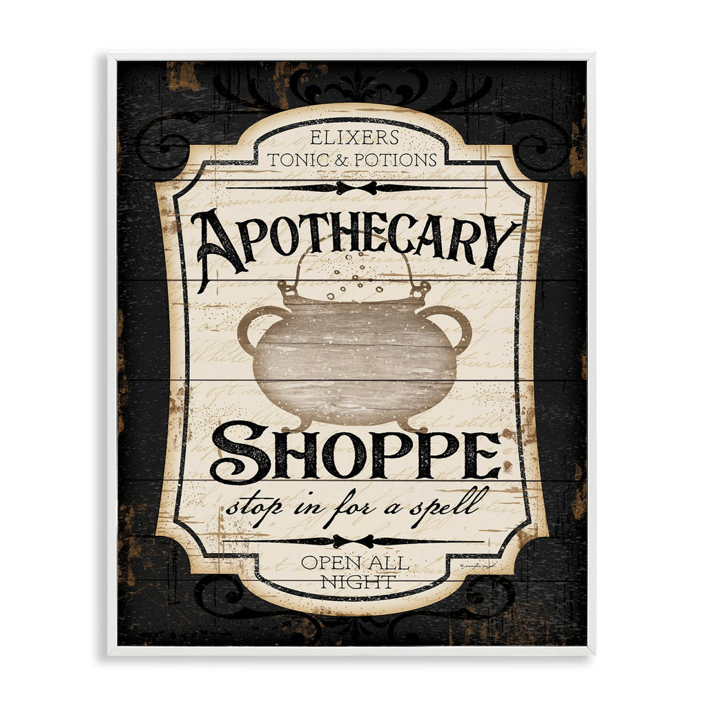 Stupell Industries Apothecary Shoppe Spooky Halloween Sign Witch Potion Cauldron, 30 x 40, Design by Jennifer Pugh