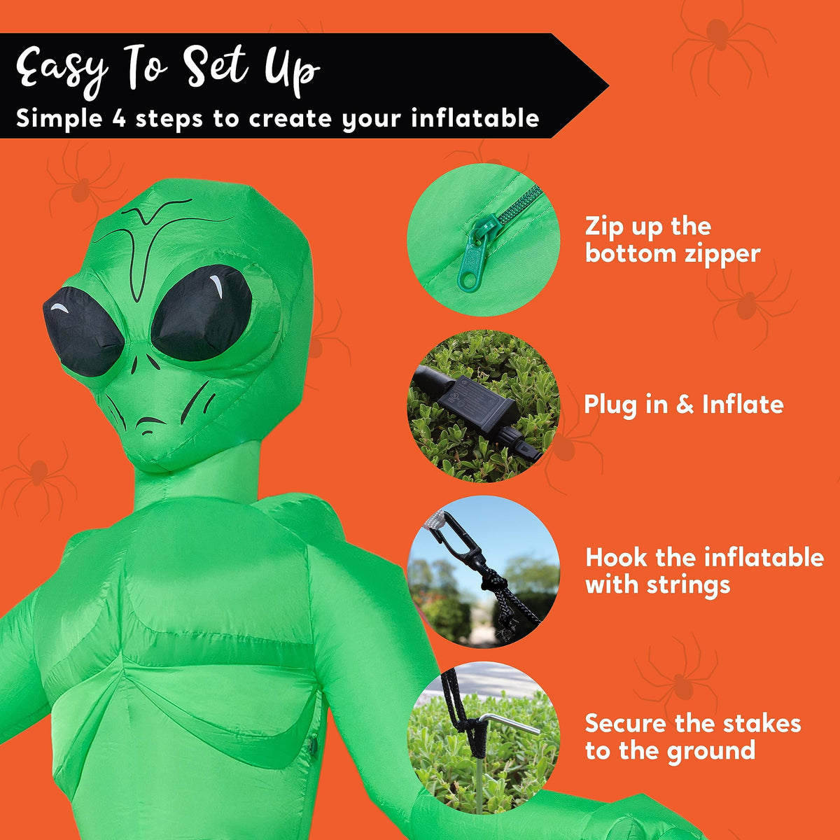 Joyfy 9 ft Halloween Inflatable UFO Alien Decoration with Built-in LEDs,UFO Halloween Decorations Outdoor Blow Up Yard Lawn Decoration