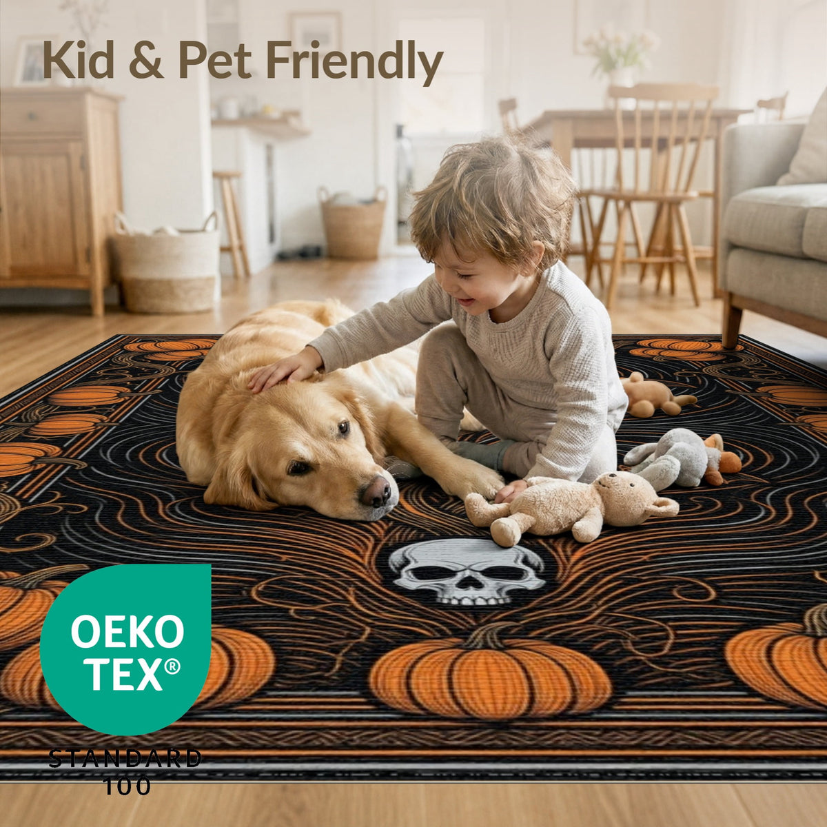 ODIKA Halloween October Phantom Gourd Flying Creature Fiber Doormat Stain Resistant Low Profile for Dorm Room, Small Living Apartment