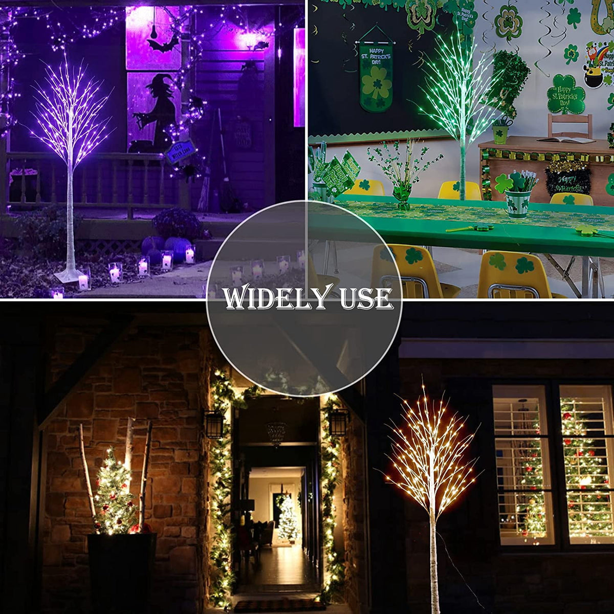 6FT Lighted Birch Tree for Halloween Decorations, 35 Colors Birch Tree with 120 LED Lights Color Changing, White Trees with Multicolor Lights Remote Timer for Home Holiday Party Indoor Outdoor