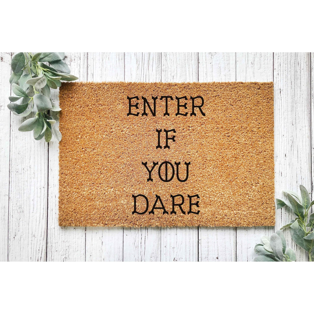 Enter If You Dare Doormat, Funny Halloween Welcome Mat, Outdoor Entryway Door Mat (36x72 inches) WoodByStu 5148