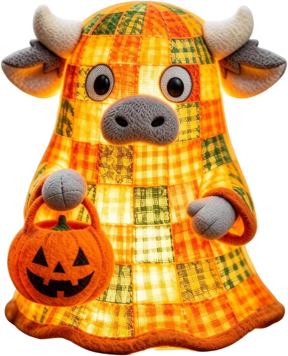 AZXY Halloween Stacked Lighted Pumpkin Figurine, Skeleton Cut‑Out Pumpkin Lamp, Spooky Holiday Floor Ornament, Halloween Yard Party Decoration for Porch Yard Living Room Use