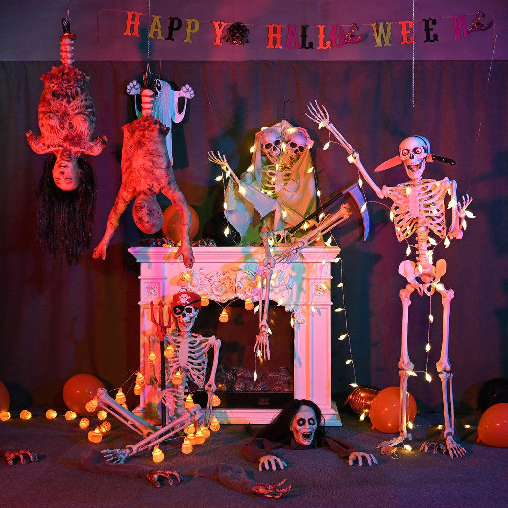Yescom 5.6ft Halloween Pirate Captain Skeleton Life Size Human Bone Movable Joints Outdoor Decor 2026