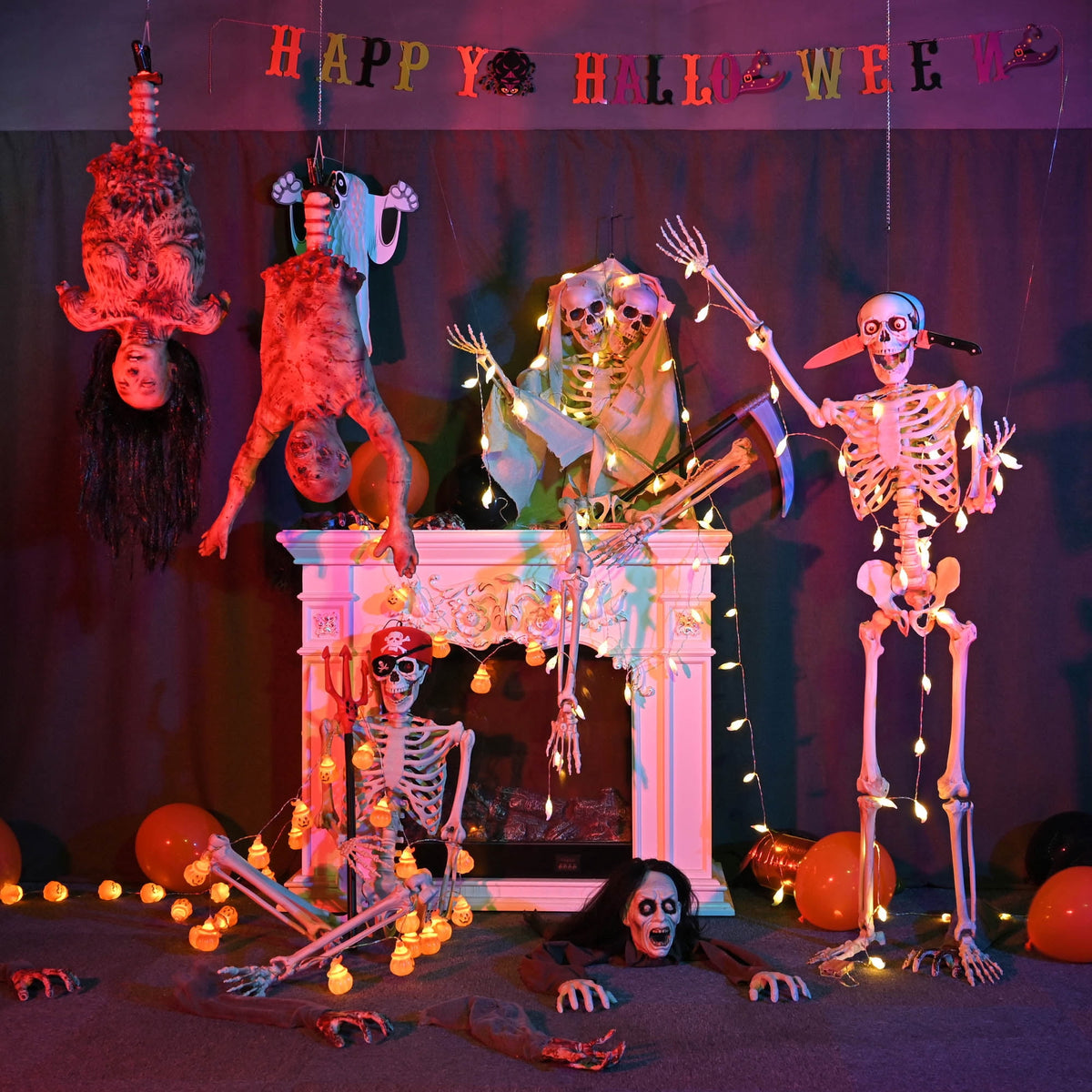 Yescom 5.6ft Halloween Pirate Captain Skeleton Life Size Human Bone Movable Joints Outdoor Decor 2026