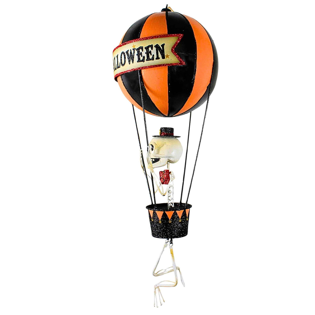 Bethany Lowe 13.50In Happy Halloween Balloon, Tin, Skeleton Hot Air Ka5406