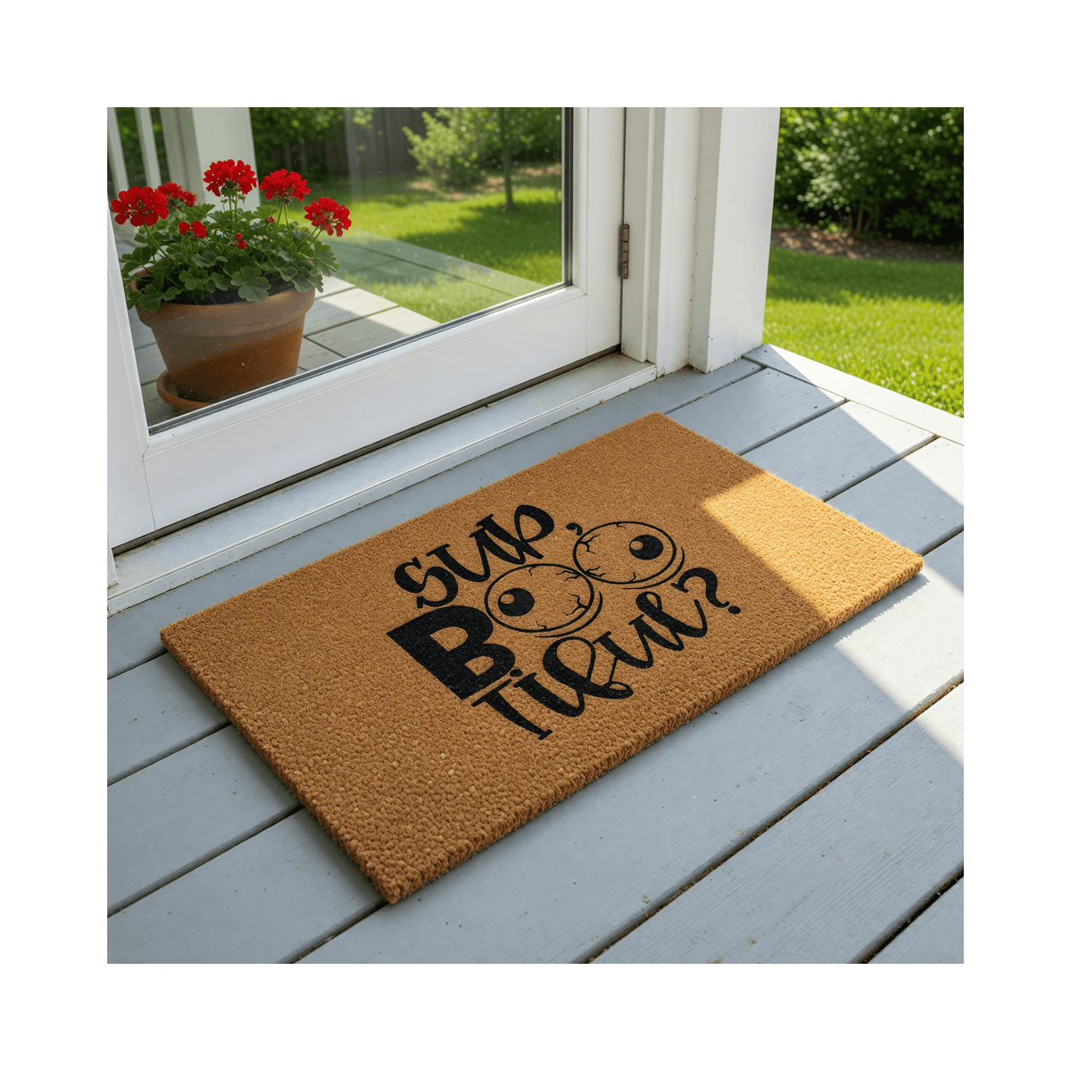 Sup Boo Tiful Doormat, Funny Halloween Welcome Mat, Outdoor Entryway Door Mat (36x60 inches) WoodByStu 1264