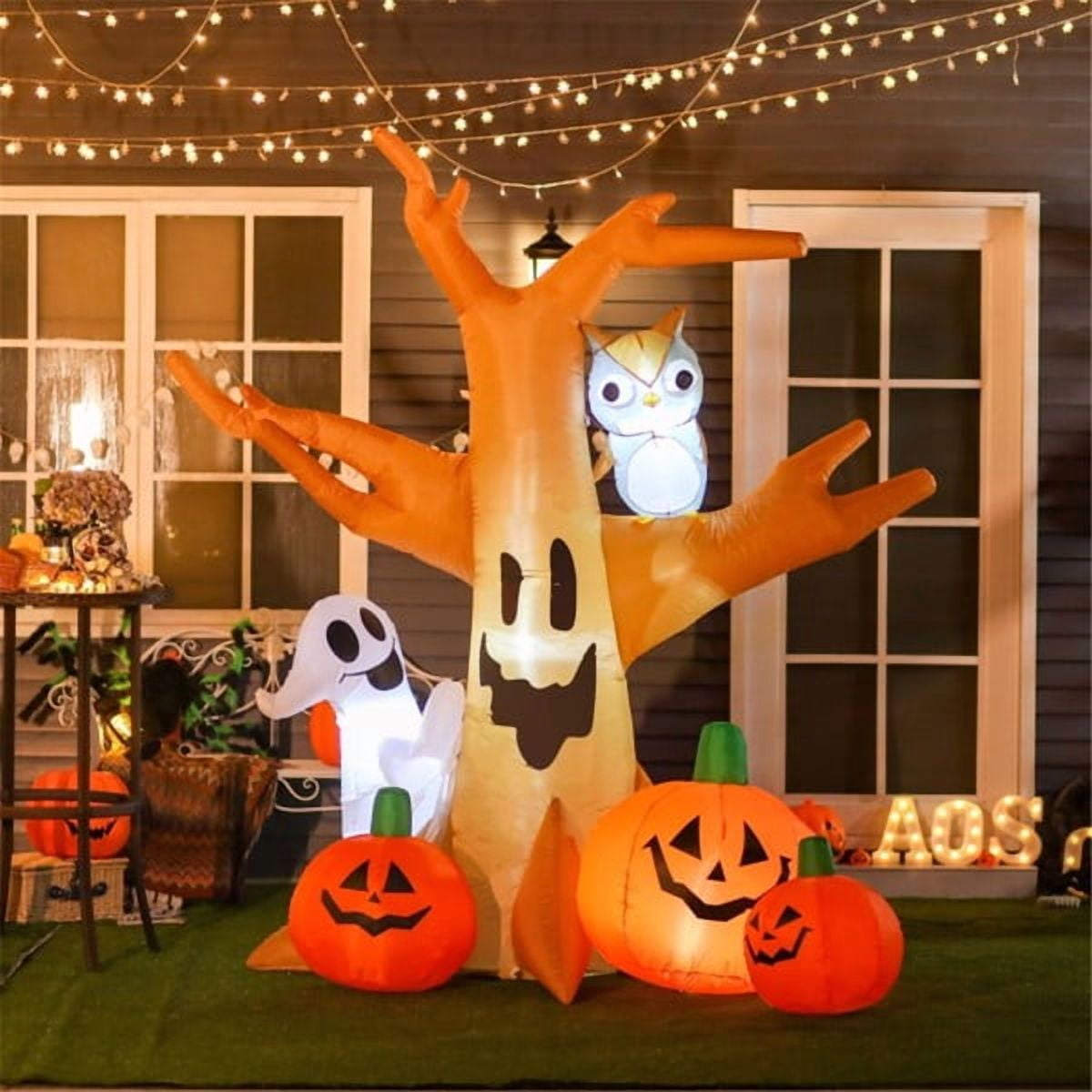 7.5FT Halloween Inflatable Ghost Tree, Built-in White LED Lights,Weather-Resistant Polyester, Self-Inflating