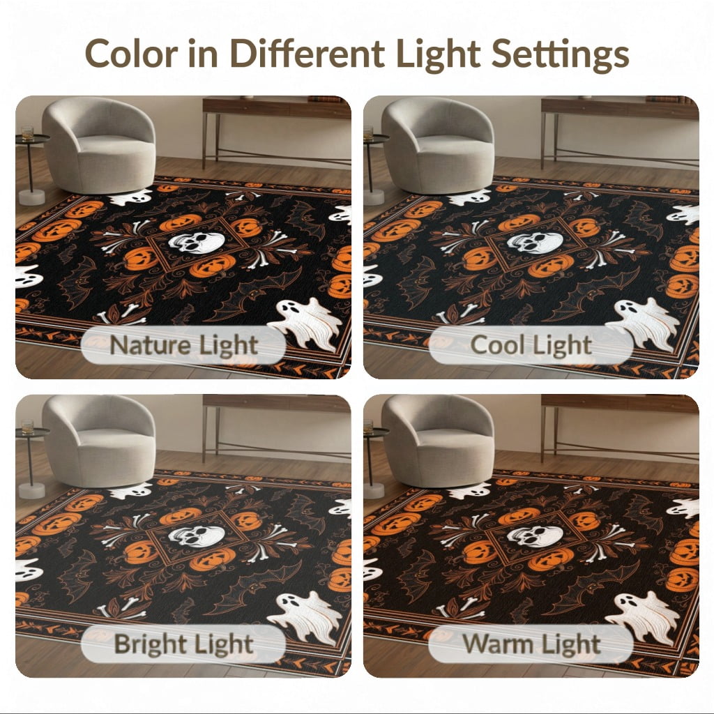 ODIKA Halloween October Phantom Gourd Flying Creature Fiber Doormat Stain Resistant Low Profile for Dorm Room, Small Living Apartment