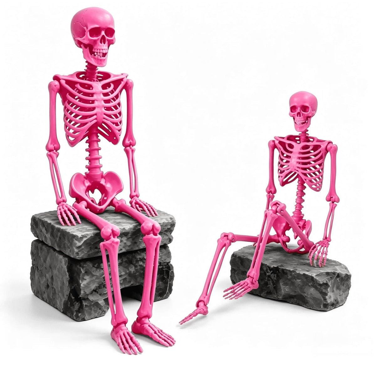EverydayNest Halloween Posable Skeleton Figurine,35.4in Pink Desktop Ornament with Movable Joints,Spooky Party Decor for Haunted House Table Shelf Yard