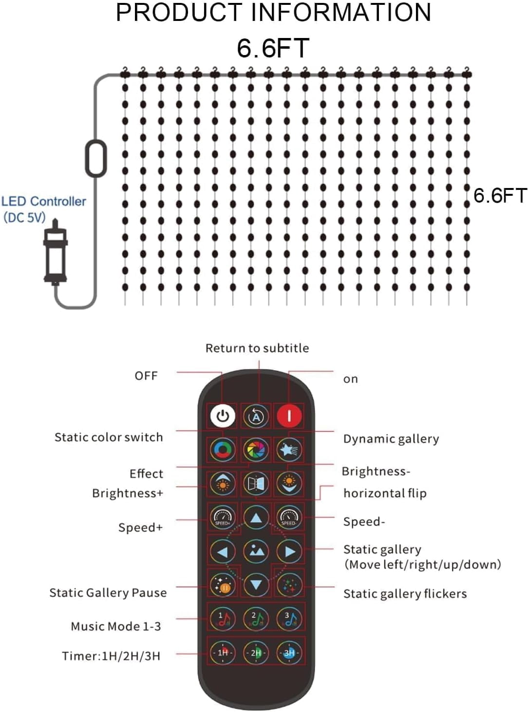 General Smart Curtain Lights, 400LED 6.6FT x 6.6FT Color Changing Valentine's Day Christmas Lights with Remote & APP, Dynamic DIY Fairy String Lights for Indoor Outdoor Bedroom Decorations