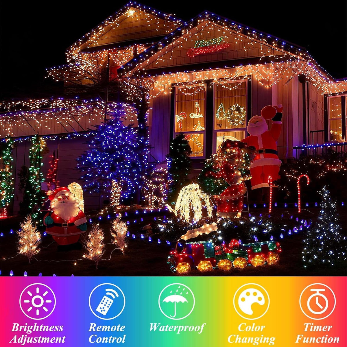 204 LED Christmas Net Lights Outdoor Connectable, 9.8FT x 6.6FT | 35 Colors Changing Halloween Net Lights with Remote, 9 Modes RGB Mesh Light Plug in for Bushes, Xmas, Garden, Holiday Decor