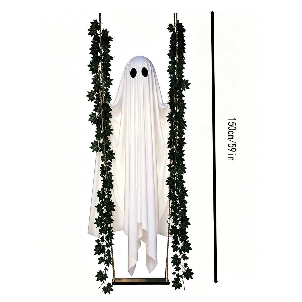 Outdoor Halloween Decorations Gaslight Ghoul, 79" Tall Hanging Skeleton Holding Street Light with Creepy Blue Eyes, Tattered Robe Ghost Decor for Yard Patio Walkway, Front Porch, Road