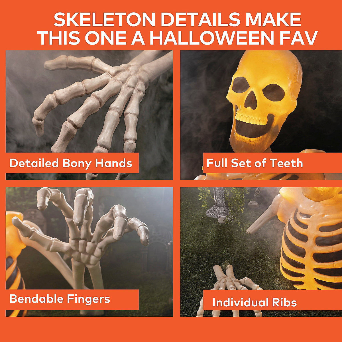 4 Ft Light-Up Groundbreaker Skeleton Halloween Decoration