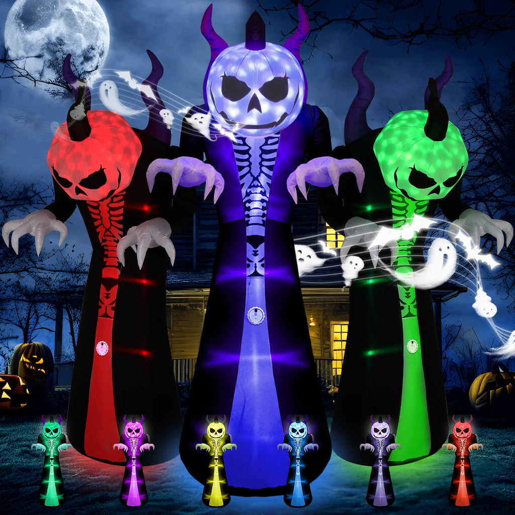 Novtech 10 FT Grim Reaper Halloween Inflatables, Pumpkin Head, Motion Activated Scream, 8 RGB Light Modes, Blow Up Outdoor Yard Decorations for Trick or Treat, Lawn Garden Party & Scary Haunted House