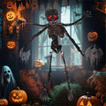 Animated 6ft Halloween Skeleton with Spooky Sounds and Red Eyes Hanging Prop for Yard Decor