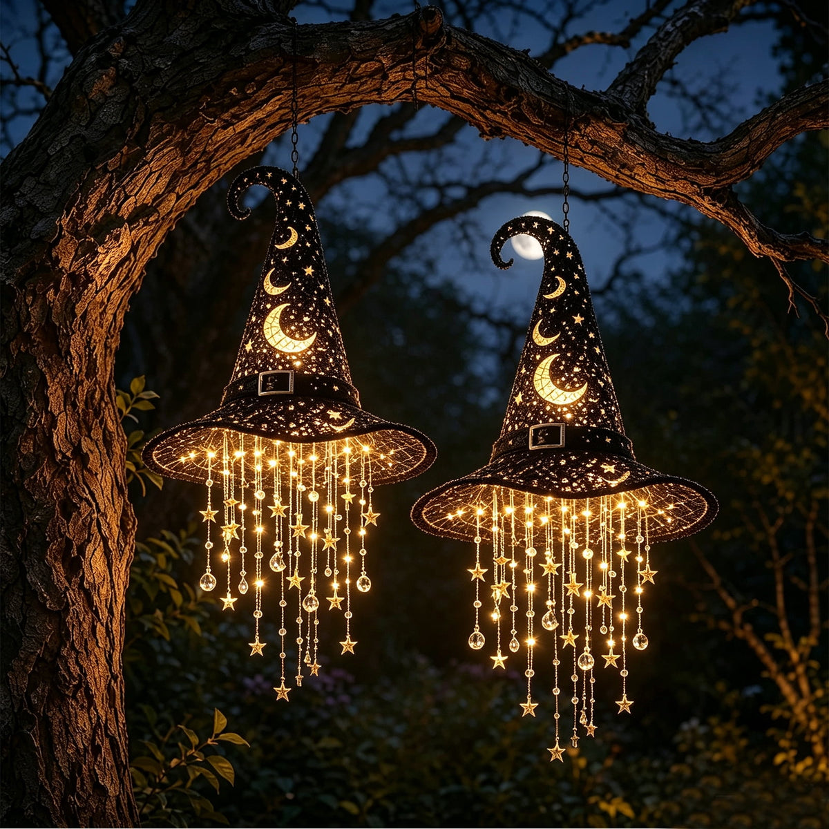 Clearance Witch Hat Halloween Light, LED Hanging Witch Hat Decoration,Battery Operated Spooky Lamp for Indoor Outdoor Party, Porch, Mantel Decor