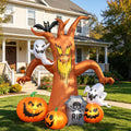 Coolmade 8 ft Halloween Inflatable Dead Tree, Blow‑Up Yard Decor with Built‑in LED Lights, Pumpkin Ghost Tombstone Bat for Lawn Garden Party