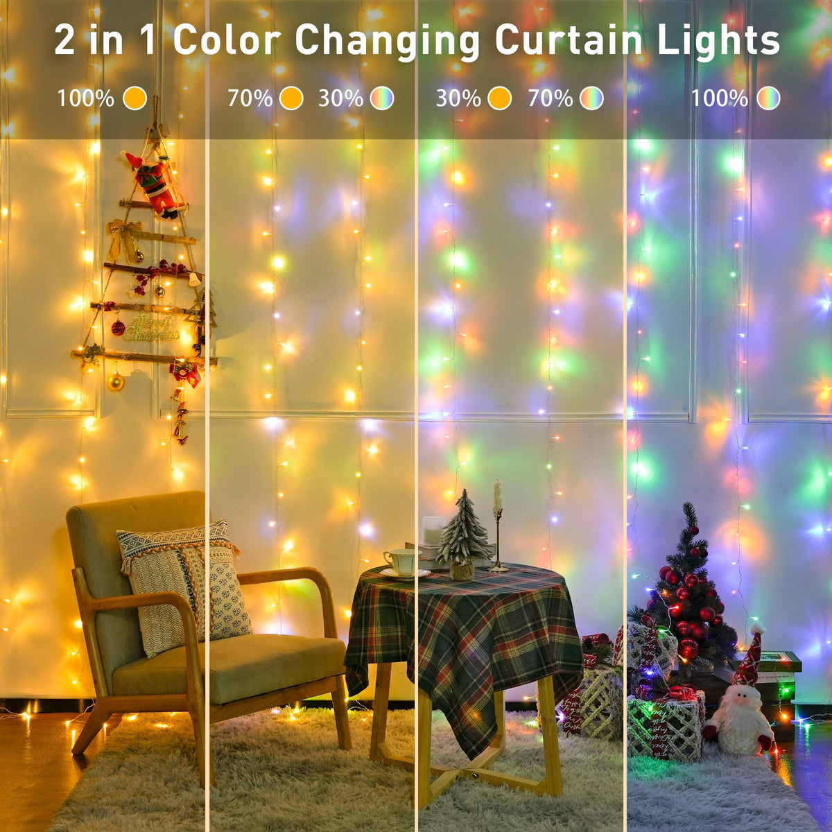 9.5x29.5ft Curtain Lights 900 LED White Indoor Outdoor Decor