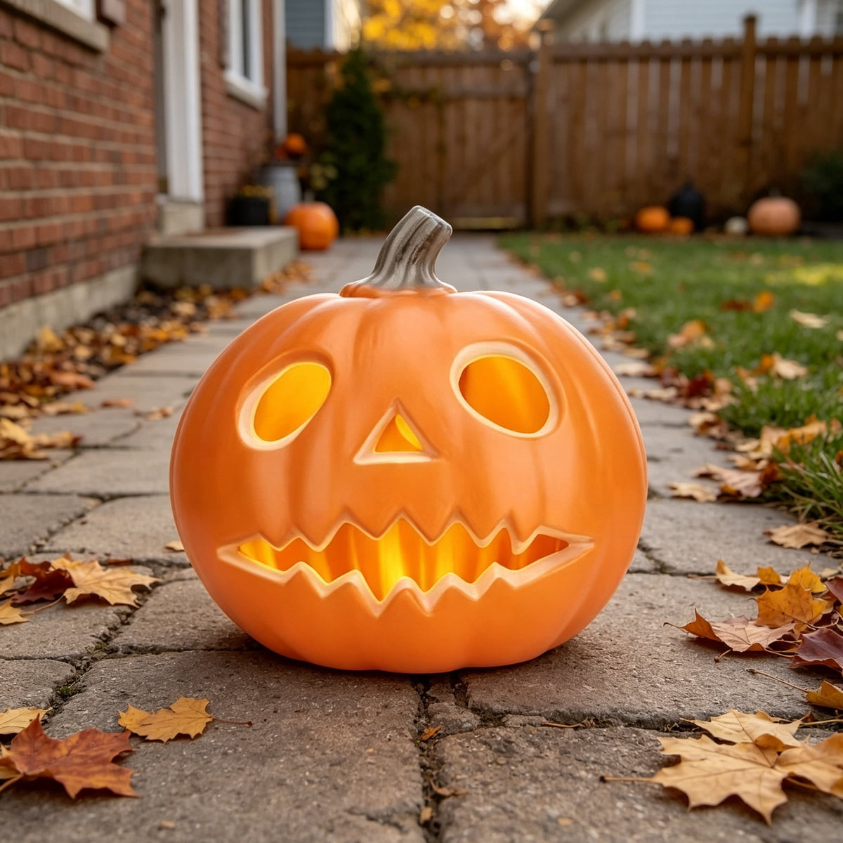 DUNCHATY 21" LED Pumpkin Light, Extra Large Angry Jack O' Lantern Halloween Decor for Outdoor Yard - Furious Face