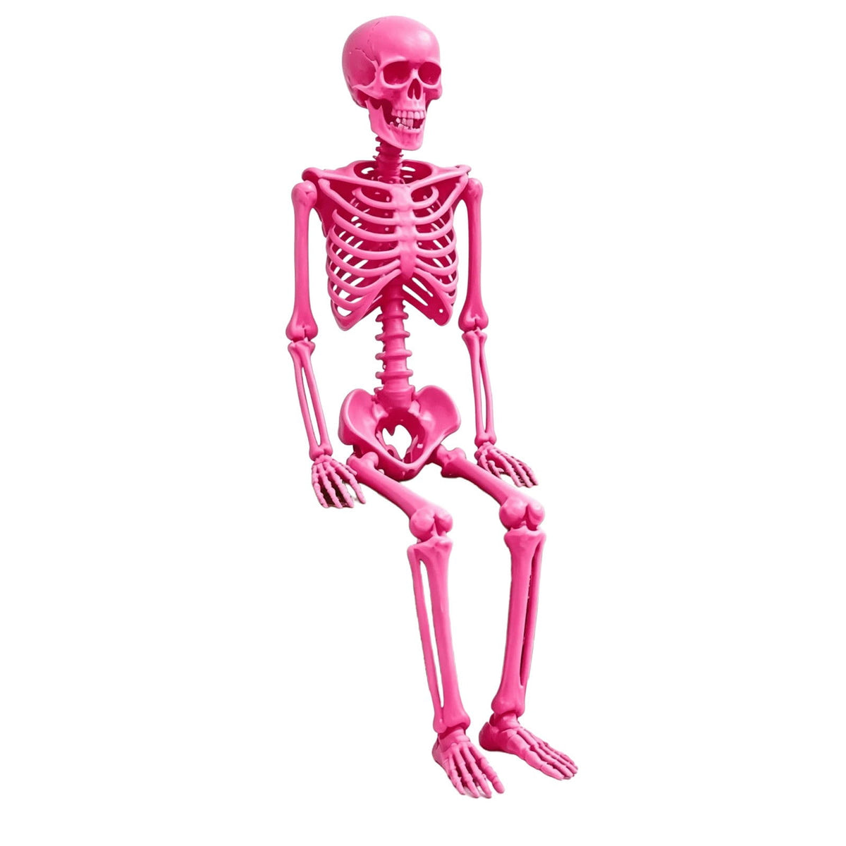 EverydayNest Halloween Posable Skeleton Figurine,35.4in Pink Desktop Ornament with Movable Joints,Spooky Party Decor for Haunted House Table Shelf Yard