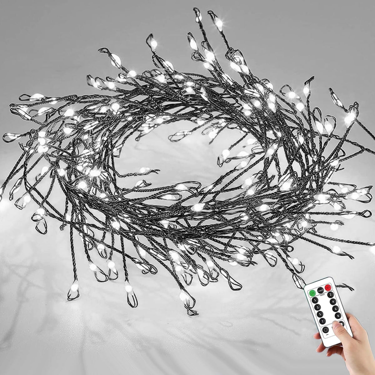 Fairy Lights with Remote,27M 900LED Plug-in Powered Waterproof Starry Cluster Lights, Copper Wire Firecracker String Light for Christmas Tree