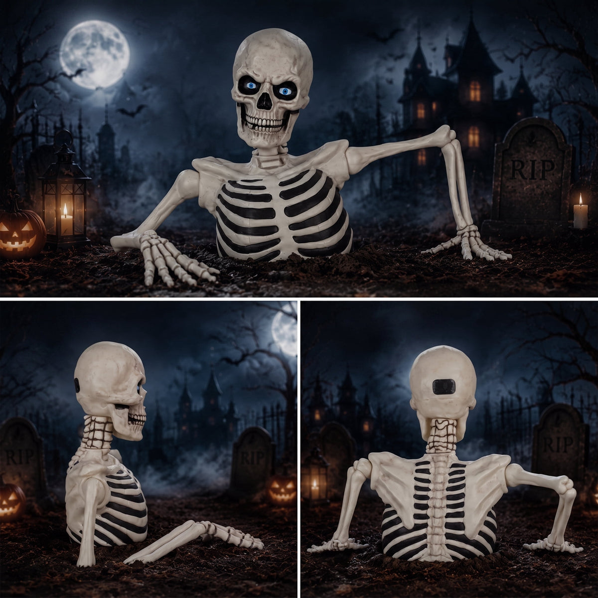 Halloween Animatronics Outdoor 72", Light Up Grim Reaper Street Lamp Post with Glowing Eyes, Life Size Standing Skeleton Decor for Lawn Porch, 1 Pack