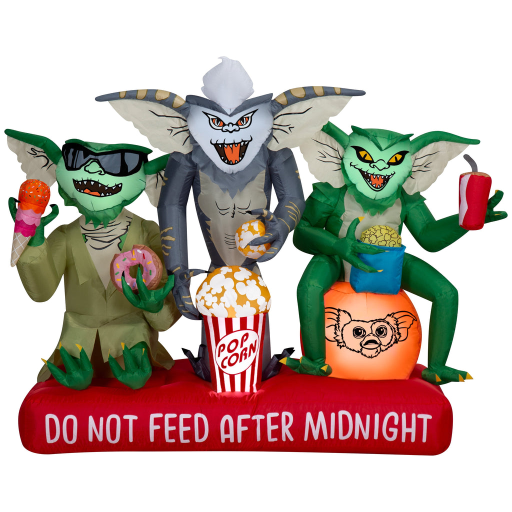 Gremlins Halloween Inflatable Scene with Movie Snacks and Sign, 4.5-Ft Lighted Airblown Yard Decor