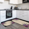 Halloween 2 Pieces Non-Slip Kitchen Mat Set, Dark Romantic Vintage Purple Rose Goth Tree Linen Texture Soft Door Mat with Rubber Backing, Dirtproof Rugs for Entrance Doorway, 19.7x31.5in+19.7x47.2in