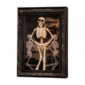 Halloween Dancing Skeleton Photo Frame 11.8 x 7.8in 3D Resin Light Up Spooky Skeleton Figurine Table Display Decor for Party Home Tabletop