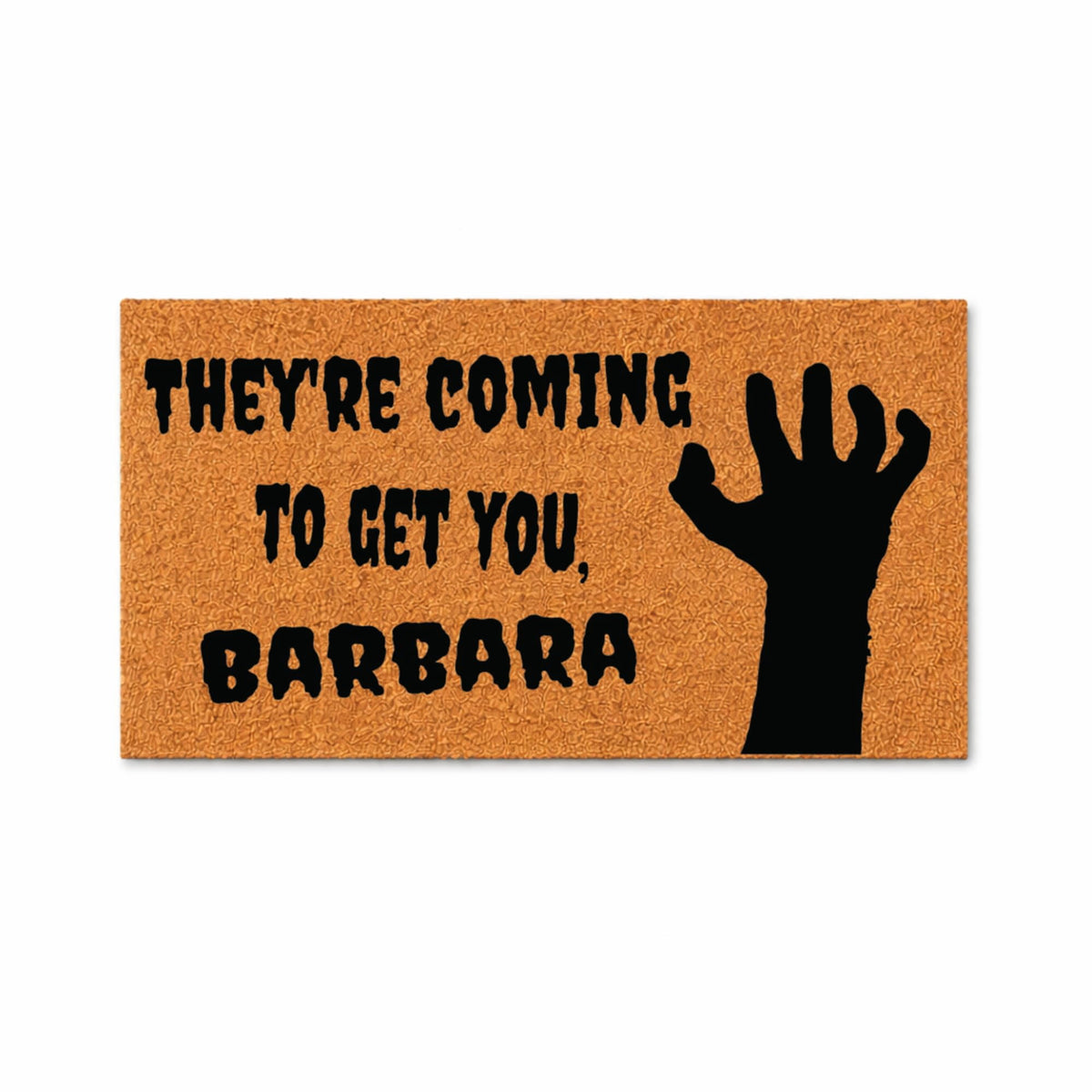 Halloween Doormat, They're Coming To Get You Barbara Quote, Zombie Hand Silhouette, Funny Scary Welcome Mat, Front Door Decor 3403 (36x60 inches) 3403