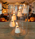 Halloween Glass Cylinder Hurricane Candle Holder for Tea Light Pillar Candle Holders Table Centerpiece,Clear Decorative Geometric Candle Holder for Wedding,Party(ONLY Candle Holder+Candle)