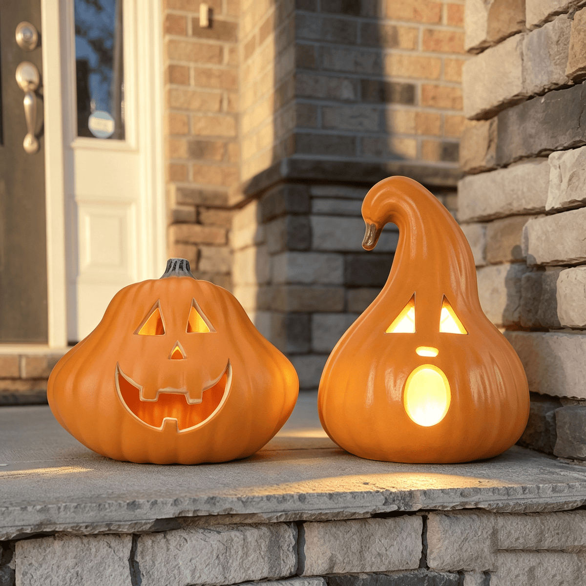 21in+12in LED Light Up Jack O Lantern Halloween Pumpkin Lights Indoor/Outdoor Holiday Festival Garden Patio Front Door Decor