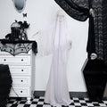 Halloween Ornament Scary Ghost Bride Figure with Sound Battery Operated Halloween Skeleton Decoration Creepy Haunted House Prop-White