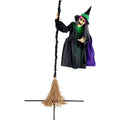Haunted Hill Farm 6.0-Ft. Touch-Activated Mounted Flying Witch Halloween Animatronic