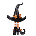 Haute Decor Halloween Witch Hat with Legs 17 Inch Tall Tabletop Figurine Orange/Black