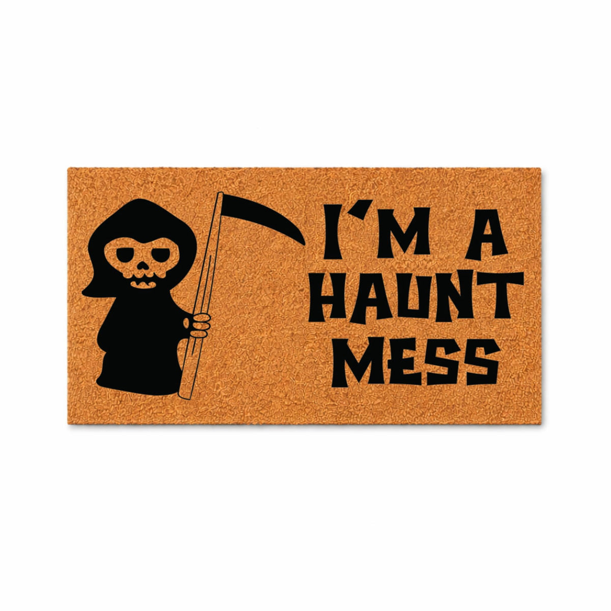 I'm A Haunt Mess Doormat, Grim Reaper Scythe Design, Funny Welcome Mat, Front Door Entryway Decor, Halloween Porch Mat 3571 (36x72 inches) 3571
