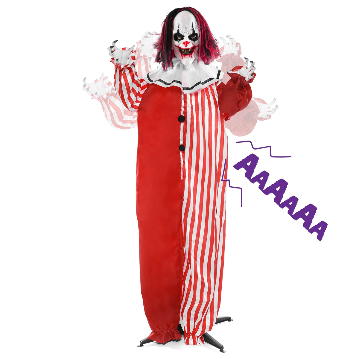 Joyfy 67"(5.6ft) Standing Grim Reaper with Chain, Large Halloween Decorations Outdoor, Life Size Animatronics Skelton, Sound-Actived Party Decor with Creepy Sound & LED Eyes, Scary Haunted House Prop