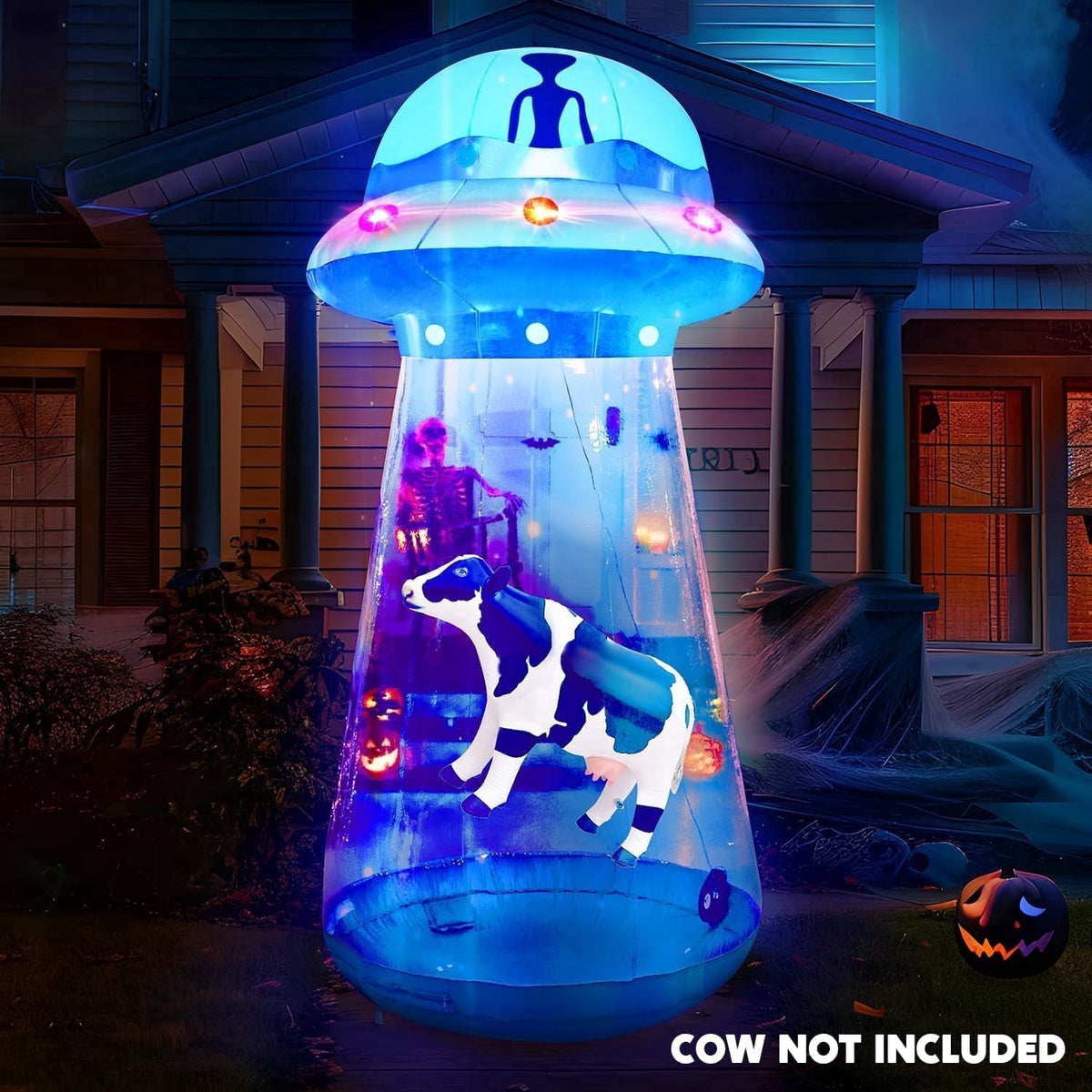 Joyfy 9 ft Halloween Inflatable UFO Alien Decoration with Built-in LEDs,UFO Halloween Decorations Outdoor Blow Up Yard Lawn Decoration