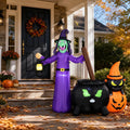 Kumdkdwn 71" Giant Halloween Inflatable Witch Cauldron with Pumpkin, Large Light-Up Witch Pot Decoration with Built-in LEDs, Blow Up Outdoor Yard Art for Garden, Lawn, Patio, Holiday Party Decor