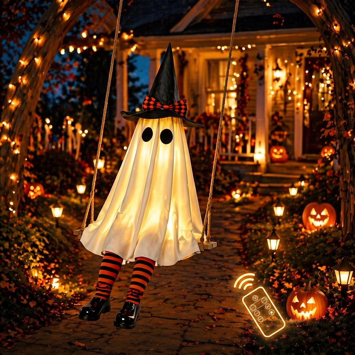 Halloween Animatronics Outdoor 72", Light Up Grim Reaper Street Lamp Post with Glowing Eyes, Life Size Standing Skeleton Decor for Lawn Porch, 1 Pack