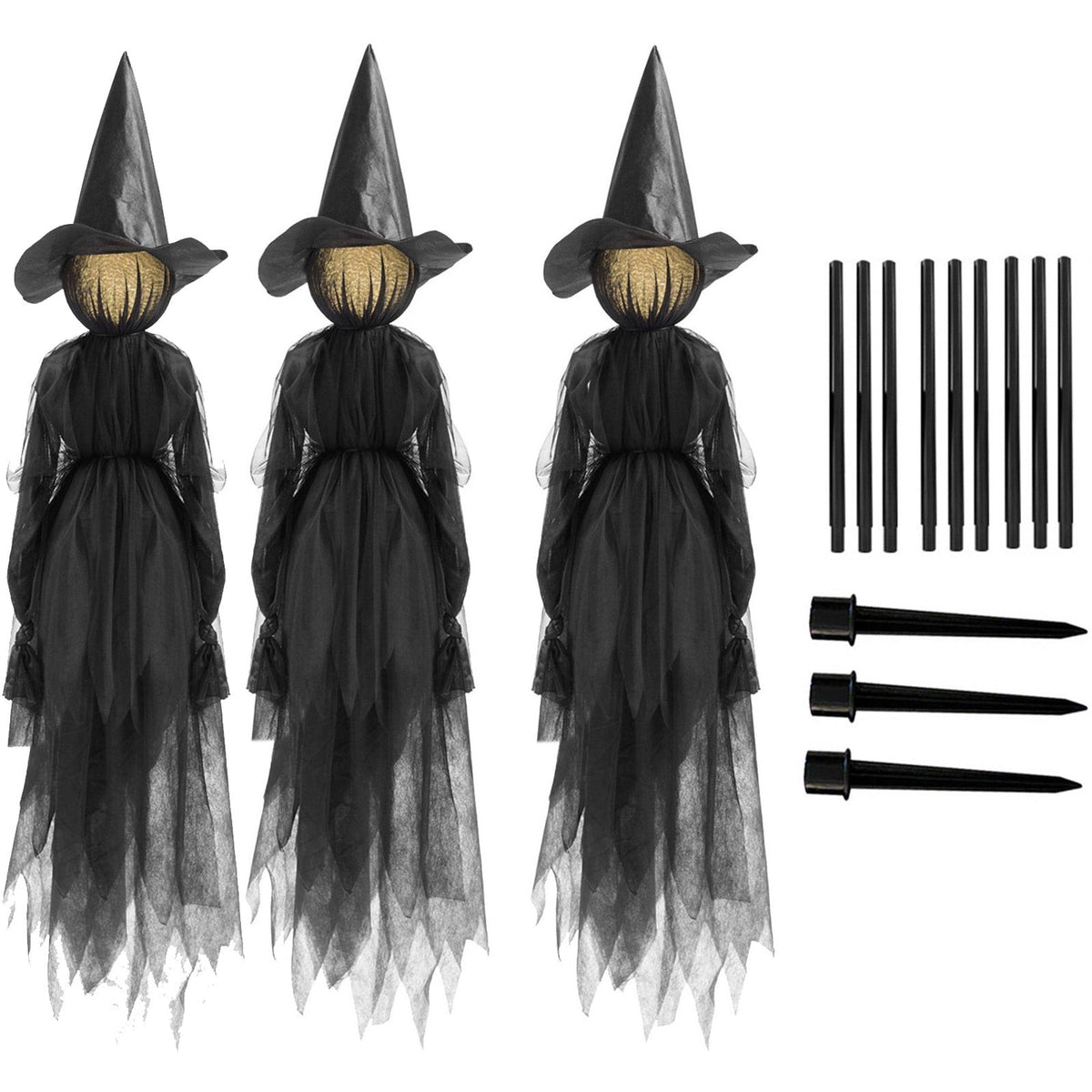 Loyerfyivos Hanging Ghost Outdoor Halloween Decorations, 59" Hanging Skeleton Ghost Reapers for Halloween Haunted House Props Party Supplies Yard Outdoor Indoor Decor - 3pc