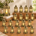 Mini Lantern With Flickering Led Candles Set Of 20 Vintdecorative Hanging Candle Lanterns Formas Wedding Decorations Party Table