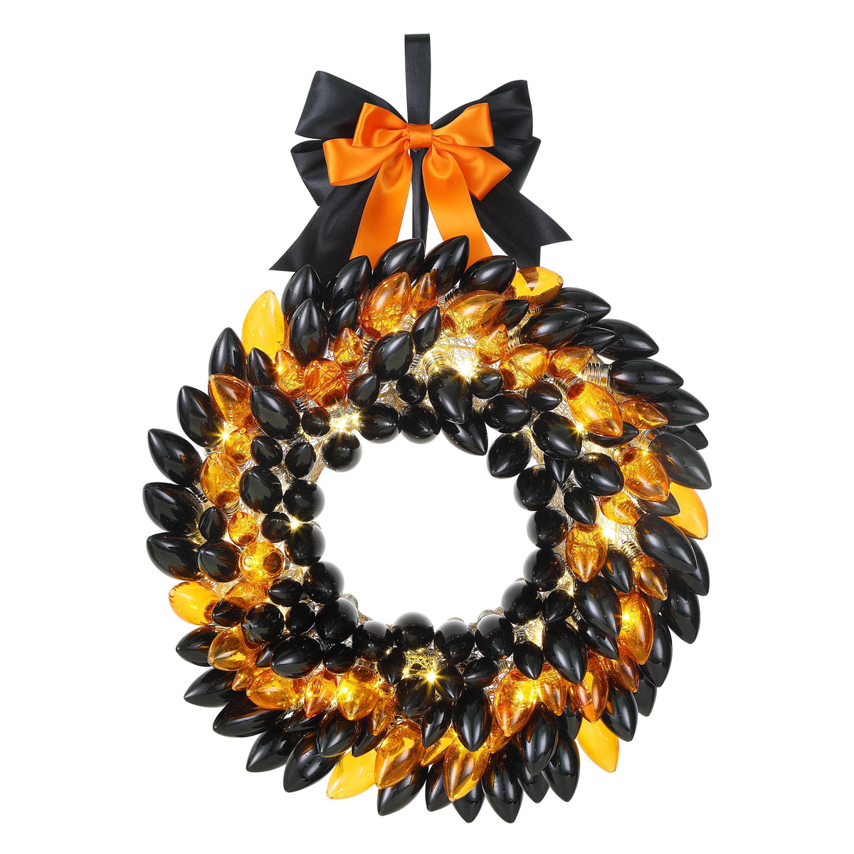 Mr. Halloween Decorative Retro Wreath, Black and Orange