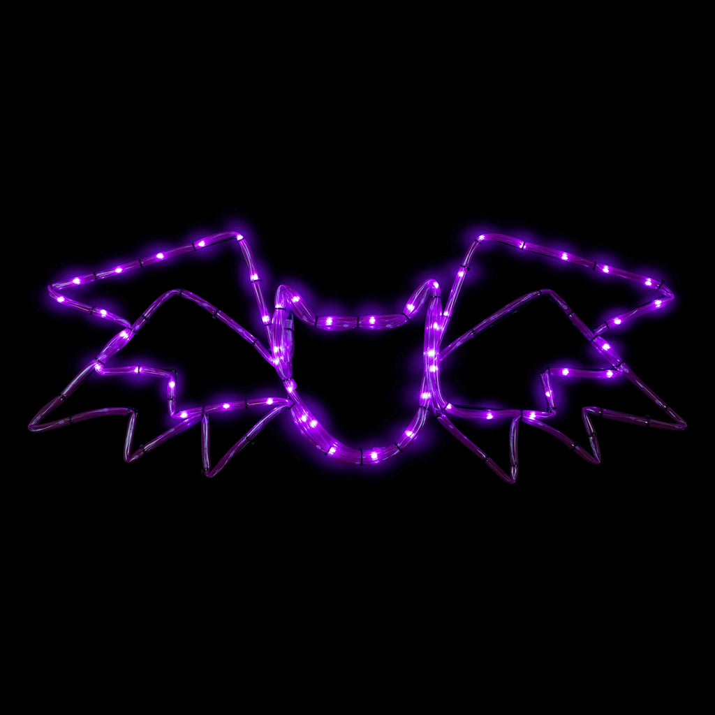 Northlight LED Lighted Bat 4-Function Halloween Window Decoration - 24" - Purple Lights