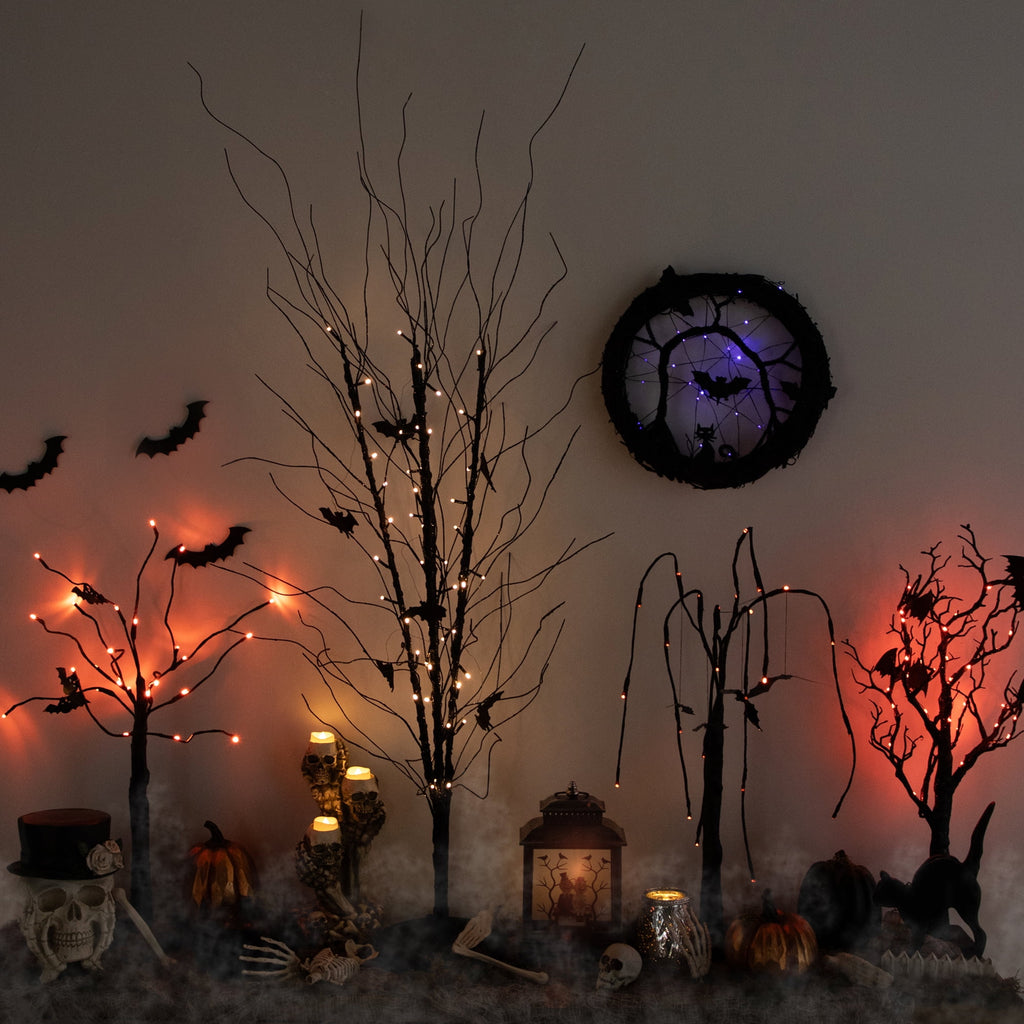 Northlight Pre-Lit Halloween Branch Tree with Bats - 50" - Black - LED Warm White