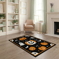 ODIKA Halloween Ghost Pumpkin Bat Skull Welcome Doormat Fiber Door for Dorm Room, Small Living Apartment, Stain Resistant Low Profile
