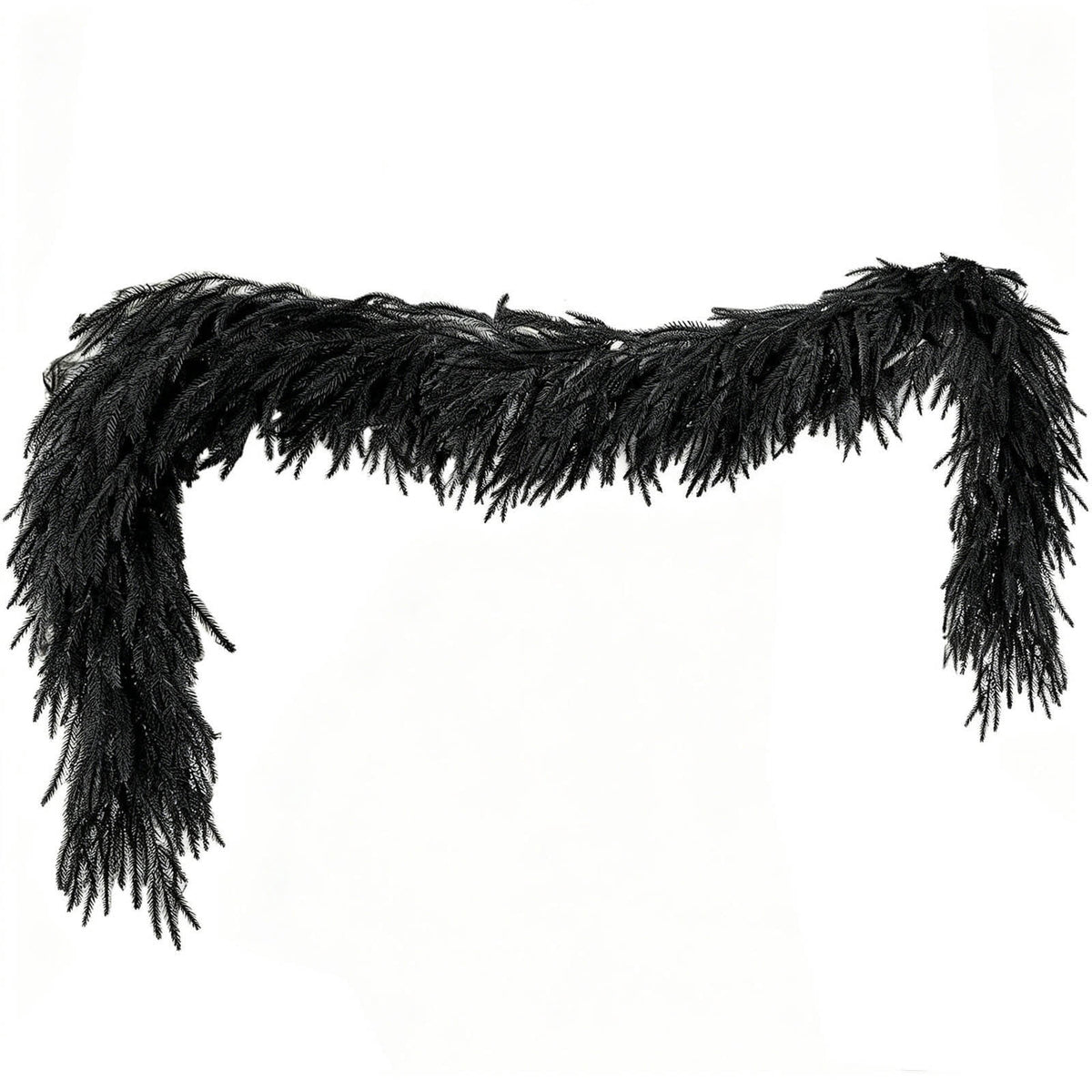SDJMa 8.86ft Black Artificial Norfolk Pine Garland, Thickened Halloween Garland for Indoor Outdoor Fireplace Mantle Table Stairs Decor