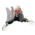 Sound Activated Crawling Skeleton Prop 90 cm, Halloween Moving Head and Hands with Glowing Red Eyes and Sounds, Battery Operated Indoor Outdoor Decor